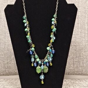 Green and Blue Glass Beaded Necklace
